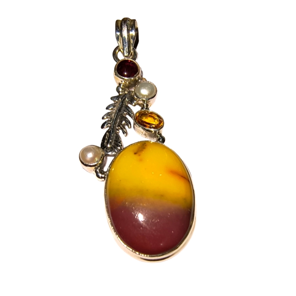 Mookaite Jasper, Gemstone & Sterling Silver Pendant Necklace
